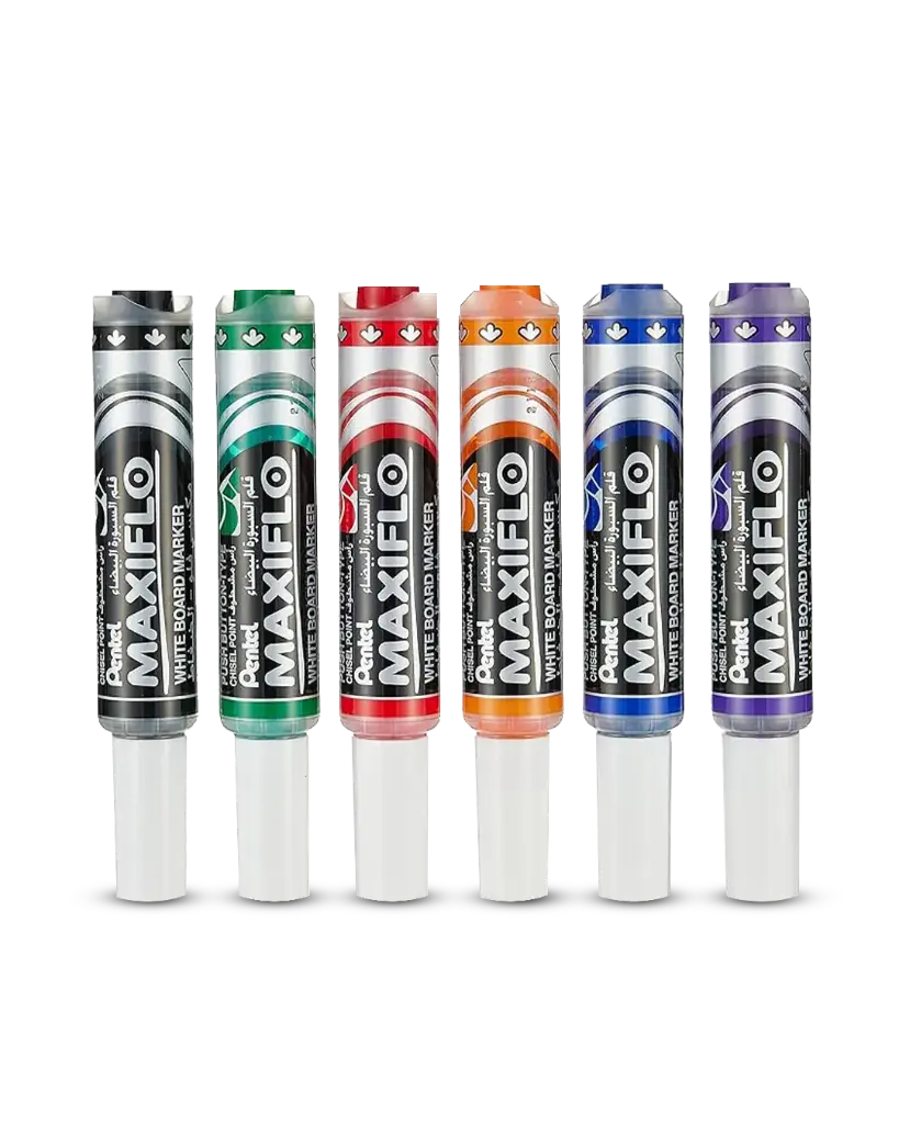 مجموعة التلوين للسبورة البيضاء - 6 أقلام - Pentel Maxiflo