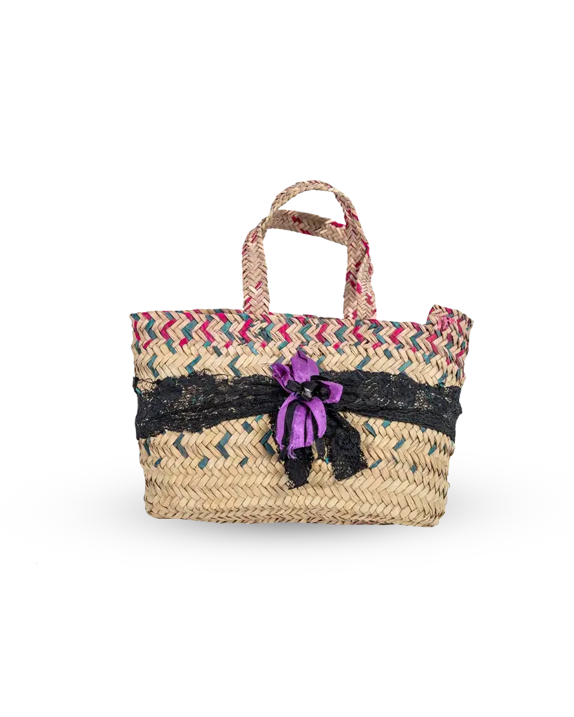 Colorful Handwoven Palm Bag – Handmade