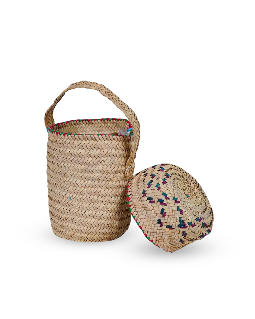 Cylindrical Palm Basket 