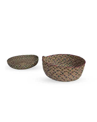Handcrafted Palm Frond Serving Dish with Lid