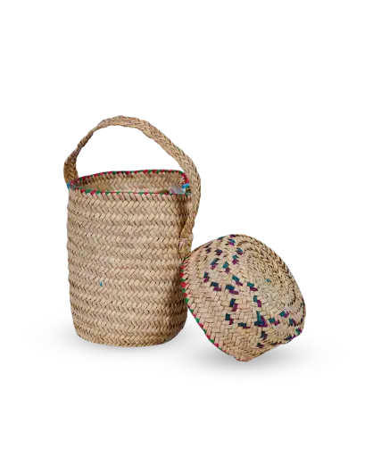 Cylindrical Palm Basket 